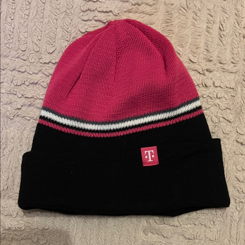 T-Mobile Tuesday Black Pink Winter Hat Beanie, Reversible,New 2025,New condition